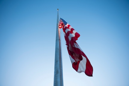 The  U.S. flag is flown at half mast in recognition of Peace Officers Memorial Day on Joint Base Charleston, S.C., May 15, 2020. Peace Officers Memorial Day is an observance that pays tribute to local, state and federal peace officers that have died, or have been disabled in the line of duty.