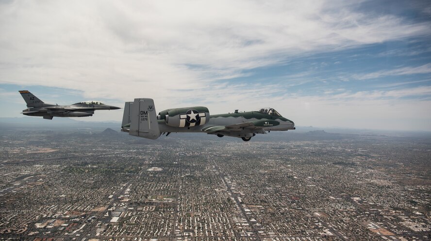 A photo of aircraft flying over Tucson