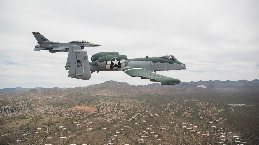 A photo of aircraft flying over Tucson