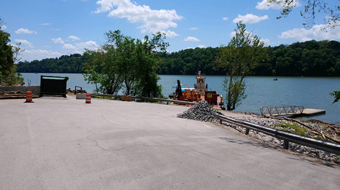 The U.S. Army Corps of Engineers Nashville District announces the temporary closure of the Lakeview Boat Ramp until further notice. The boat ramp area is being used for the Corps of Engineers debris collection program for staging and processing large wood collected from Lake Cumberland and its shoreline. (USACE photo by Cody Pyles)