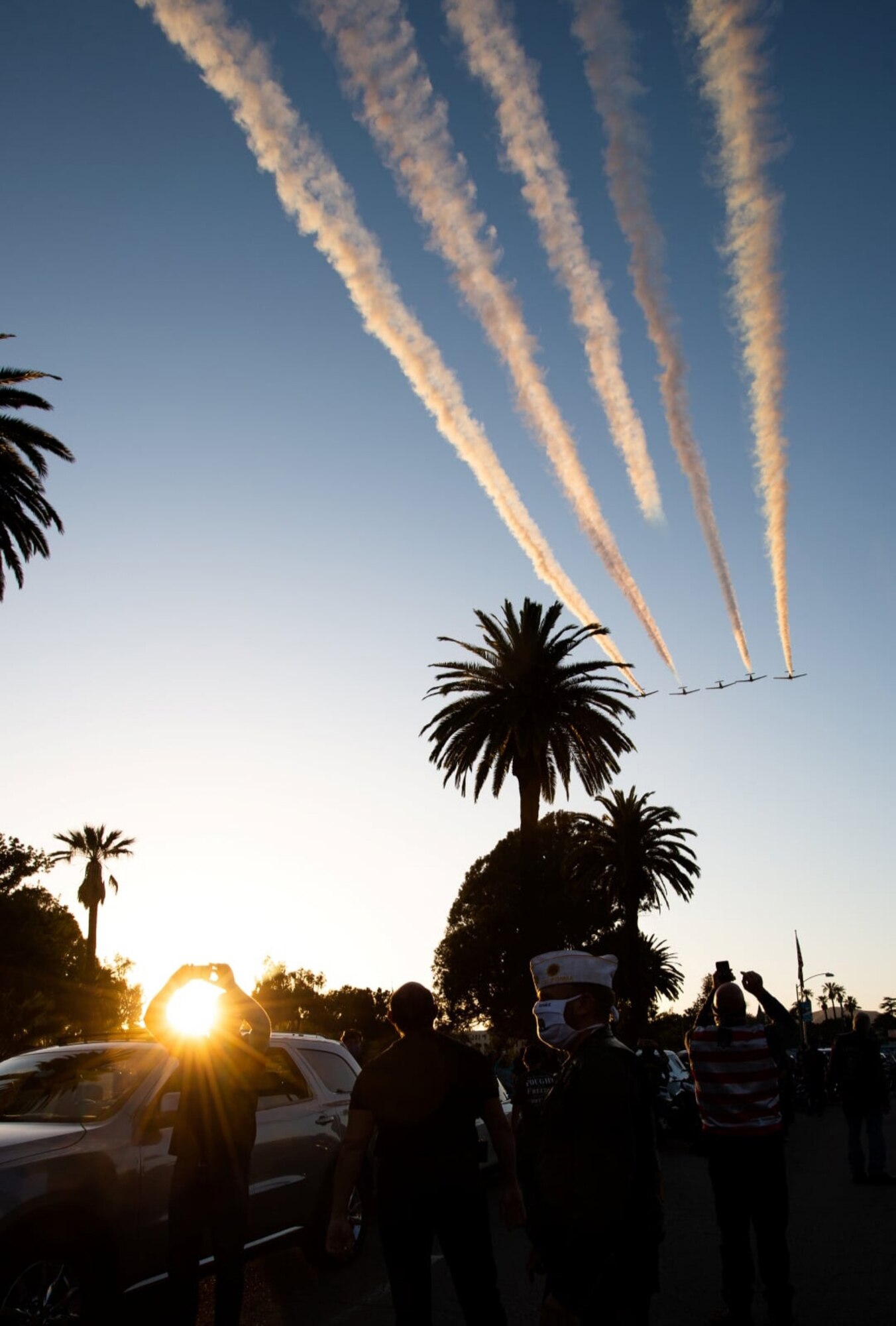 A flyover from the Condor Squadron, a nonprofit organization dedicated to honoring America’s veterans, during the Salute to Heroes event in Los Angles, May 13, 2020.