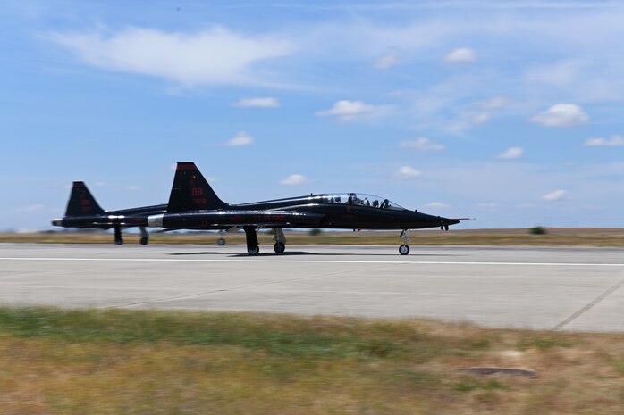 Pilots take to the sky in T-38 Talons in part of Beale's contribution to the Air Force Salutes campaign as a sign of support to healthcare professionals, first responders, and essential personnel who risk their lives every day during the COVID-19 pandemic as well as those staying at home to "flatten the curve" of the virus.