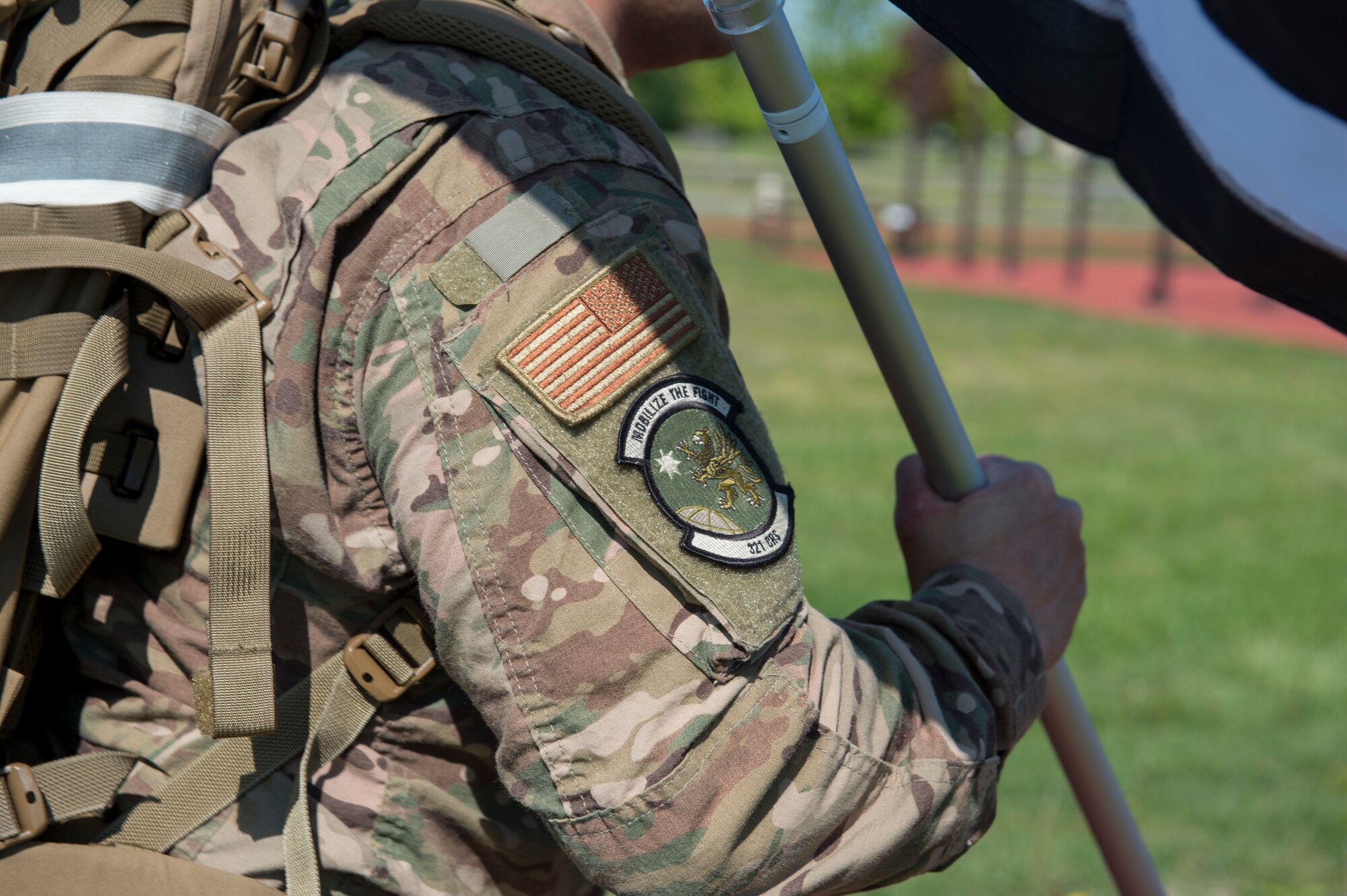 Airman 1st Class Conner Prasad, 321st Contingency Response Squadron defender, takes part in a 24-hour ruck march to remember fallen defenders May 15, 2020 at Joint Base McGuire-Dix-Lakehurst, N.J. The ruck march is organized into shifts and is part of an annual event held during police week. (U.S. Air Force photo by Staff Sgt. Sarah Brice)