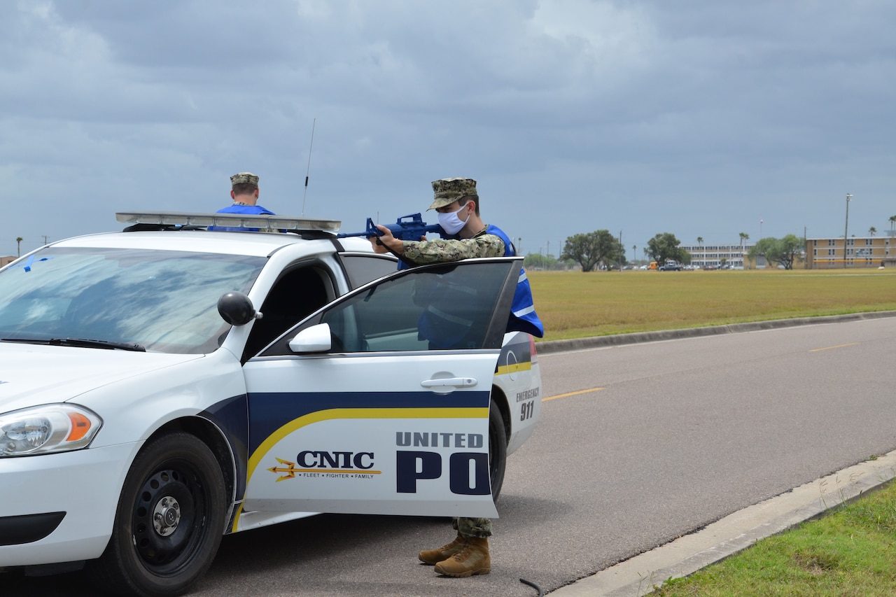 Navy base security training exercise.