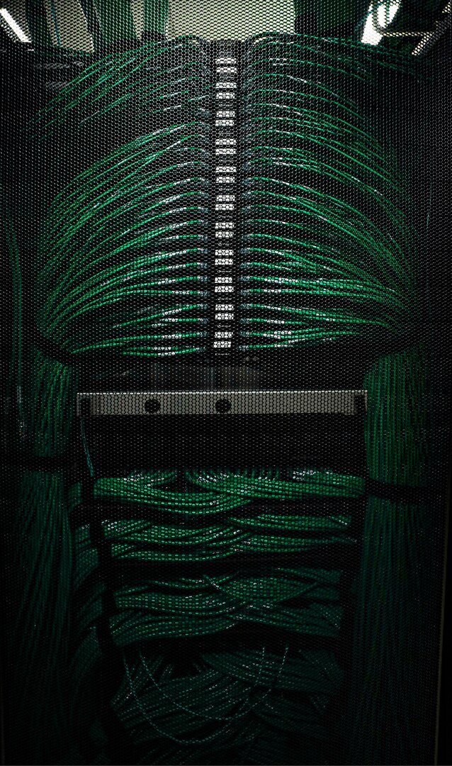 Server wire connections – part of the cyber environment NC Emergency Management, NC Department of Information Technology and the North Carolina National Guard and other agencies battle to protect from malicious cyberattacks on North Carolina's cyber infrastructure.