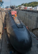he Ohio-class ballistic missile submarine USS Henry M. Jackson (SSBN 730) is in dry-dock as the Intermediate Maintenance Facility conducts extensive maintenance, upgrades and refurbishments to extend the life of the boat.
