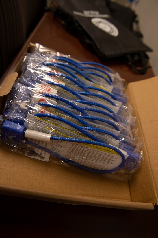 Gun Locks rest on a table