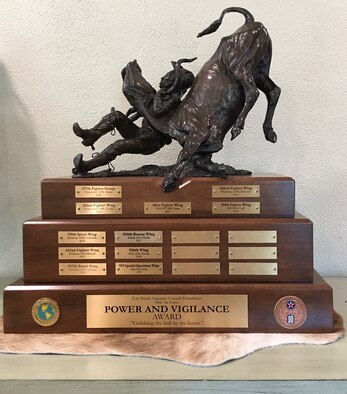 Power and Vigilance trophy sitting on a flat surface