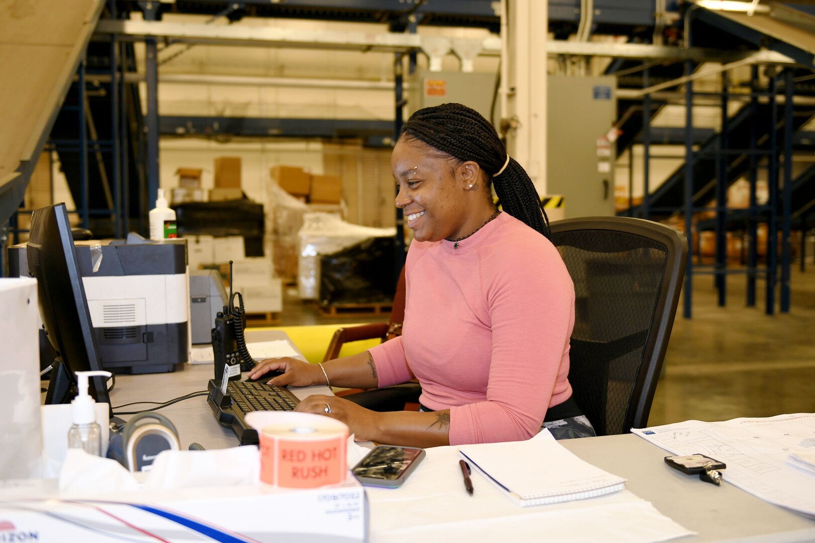 Women sits at a computer