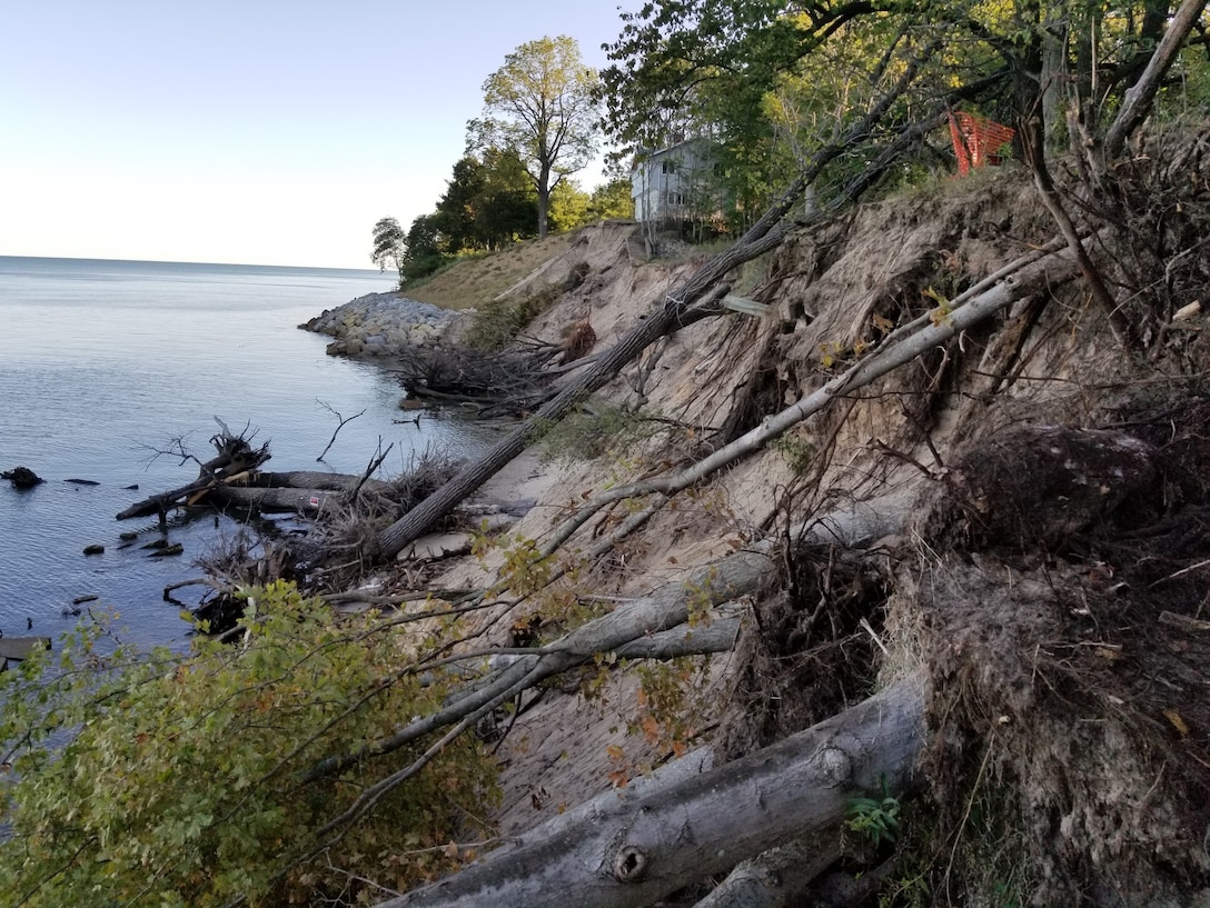 Erosion at Grand Mere Lakes on the southeastern shore of Lake Michigan.