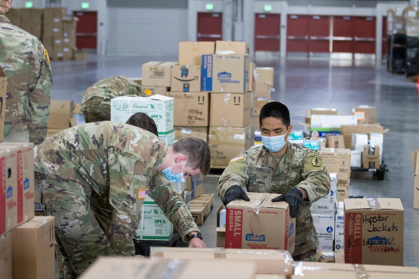 As of May 14, 2020, the Utah National Guard has packaged 487,419 items of PPE, and delivered 45,066 packages to 3,601 businesses across Utah, from an improvised warehouse at the Salt Palace in Salt Lake City, Utah.