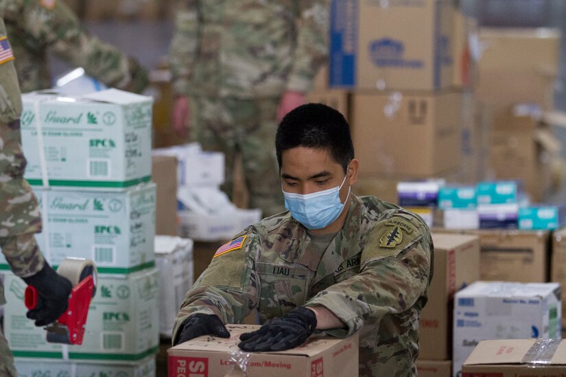 As of May 14, 2020, the Utah National Guard has packaged 487,419 items of PPE, and delivered 45,066 packages to 3,601 businesses across Utah, from an improvised warehouse at the Salt Palace in Salt Lake City, Utah.