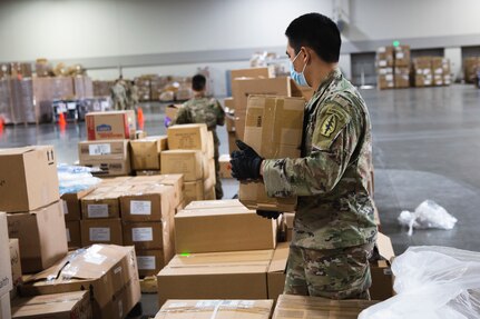 As of May 14, 2020, the Utah National Guard has packaged 487,419 items of PPE, and delivered 45,066 packages to 3,601 businesses across Utah, from an improvised warehouse at the Salt Palace in Salt Lake City, Utah.