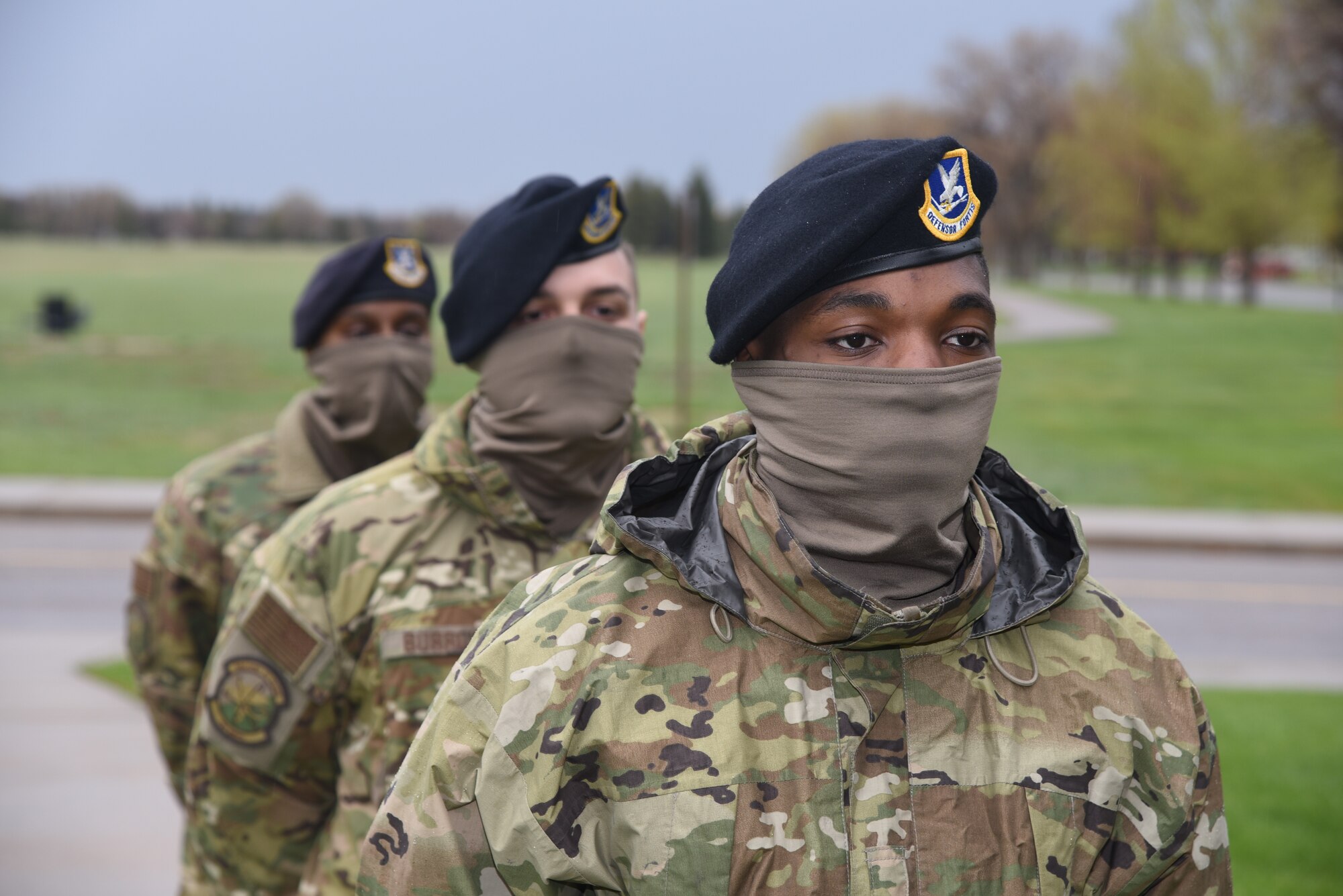 Airmen prepare for flag ceremony