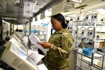A Soldier from the 28th Combat Support Hospital conducts a joint inventory of medical equipment at Sierra Army Depot in Herlong, California. The inventory was part of a reset leveraging the Medical Materiel Readiness Program.