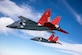Two T-7A test jets soar over St. Louis during a test flight, April 24, 2017. On April 30, 2020, the T-7A Test Team executed the first real-time Distributed Test Operations with the T-7A in a mission control room at Ridley Mission Control Center at Edwards AFB. The T-7A Red Hawk is part of the new advanced pilot training system for the U.S. Air Force that will train the next generation of pilots and is scheduled to replace the current T-38.  (Credit: E.Shindelbower/BOEING COMPANY ● ALL RIGHTS RESERVED)