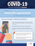 Learn how to book a telehealth appointment at a military treatment facility or clinic. (TRICARE Communications graphic)