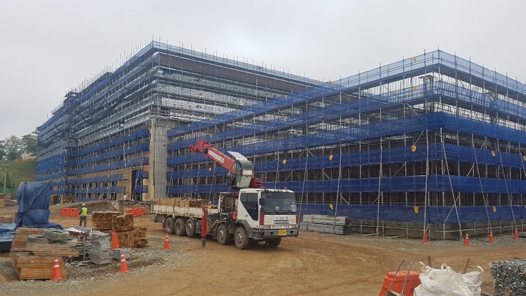 The Defense Logistics Agency (DLA) warehouse construction project,
Camp Carroll, South Korea. (FED File photo)