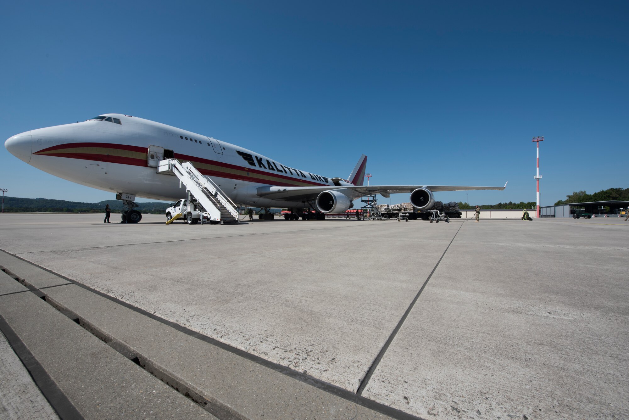 A photo of a commercial aircraft.