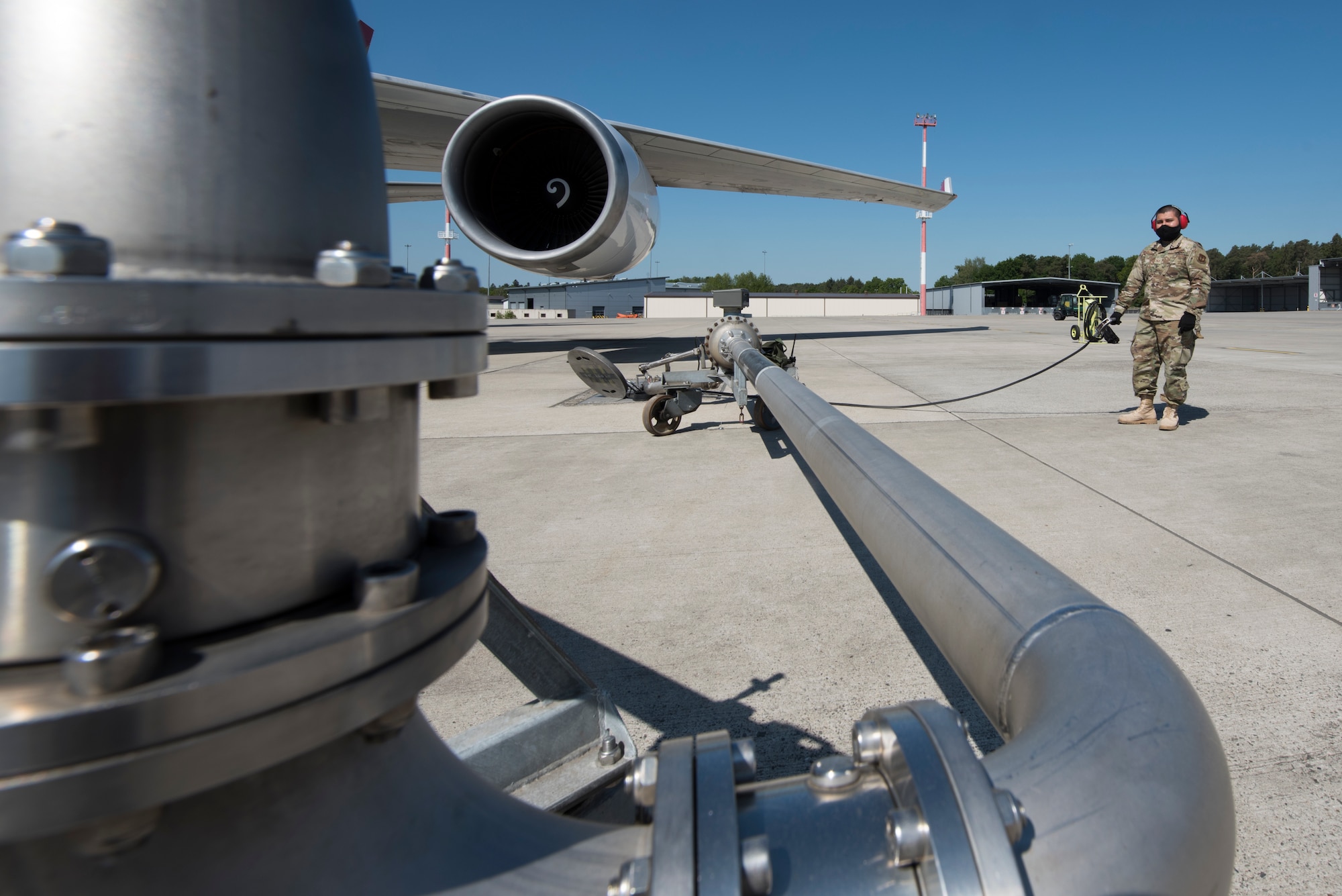 A photo of an Airman refueling an aircraft.