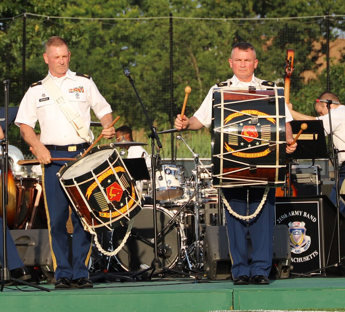 Soldiers from the 215th Army Band of the Massachusetts National Guard perform for a delighted crowd at Veterans Memorial Stadium in Quincy June 10, 2019, as part of their yearly Summer Concert Series.