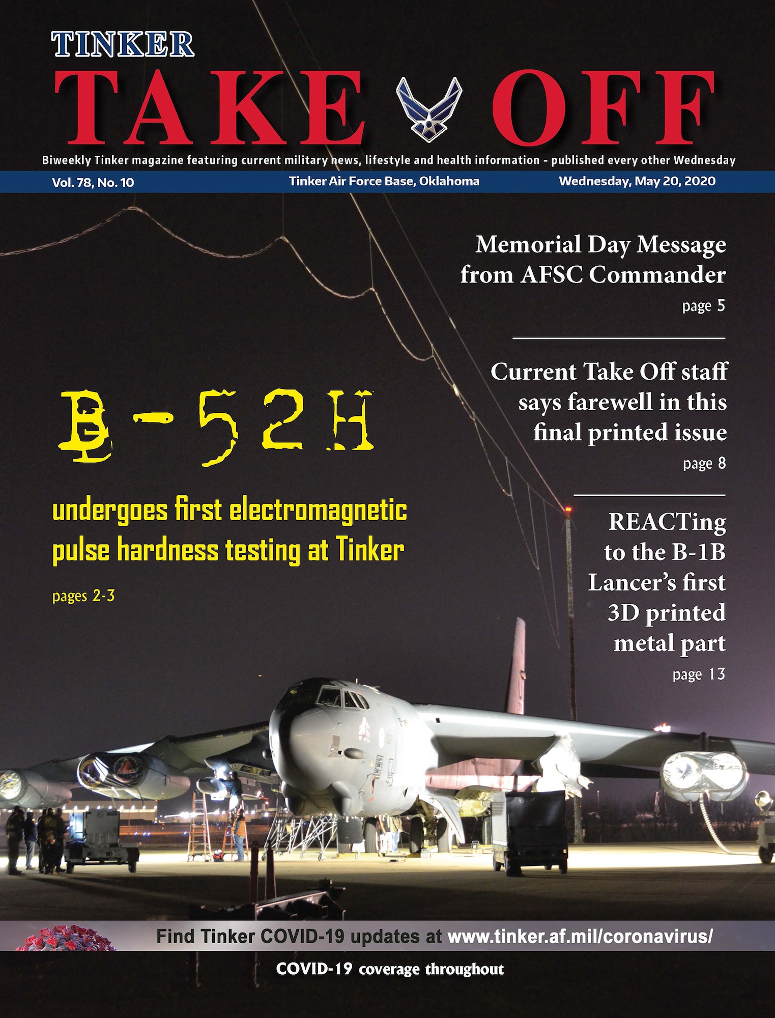 This is the final cover of the Tinker Take Off, which has been published by the Journal Record Publishing Co. for 65 years.