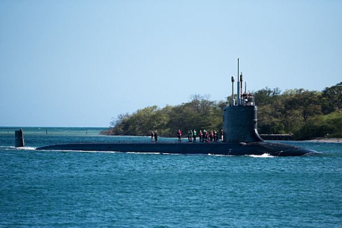 180706-N-KC128-0010 
PEARL HARBOR (July 6, 2018) The Virginia-class fast attack submarine USS Hawaii (SSN 776) pulls into Pearl Harbor, Hawaii, July 6, 2018, as part of the biannual Rim of the Pacific (RIMPAC) 2018 maritime exercise. Twenty-five nations, 46 ships, five submarines, about 200 aircraft, and 25,000 personnel are participating in RIMPAC from June 27 to Aug. 2 in and around the Hawaiian Islands and Southern California. The world's largest international maritime exercise, RIMPAC provides a unique training opportunity while fostering and sustaining cooperative relationships among participants critical to ensuring the safety of sea lanes and security of the world's oceans. RIMPAC 2018 is the 26th exercise in the series that began in 1971. (U.S. Navy photo by Mass Communications Specialist 1st Class Daniel Hinton/Released)