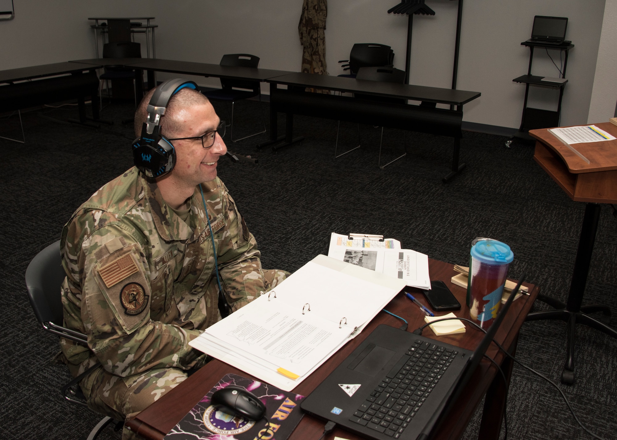 A photo of an ALS instructor on a virtual teleconference