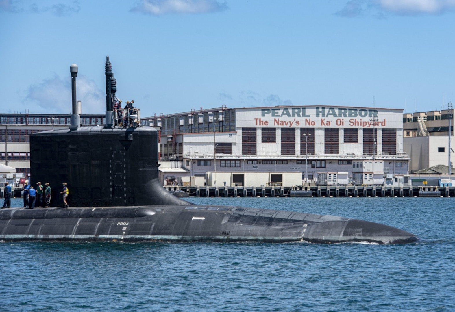 PEARL HARBOR, Hawaii (May 10, 2020) - The Virginia-class fast-attack submarine USS Missouri (SSN 780) departs Pearl Harbor Naval Shipyard after completing a scheduled extended dry-docking selected restricted availability (EDSRA).