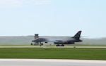 A 34th Bomb Squadron B-1B Lancer takes off from Ellsworth Air Force Base, S.D., May 19, 2020, for a long-range, long-duration Bomber Task Force mission to the U.S. European Command area of responsibility. BTF missions increase aircrew familiarity with operations in different geographic combatant command areas of operations as well as allied-nation interoperability. (U.S. Air Force photo by Airman 1st Class Christina Bennett)