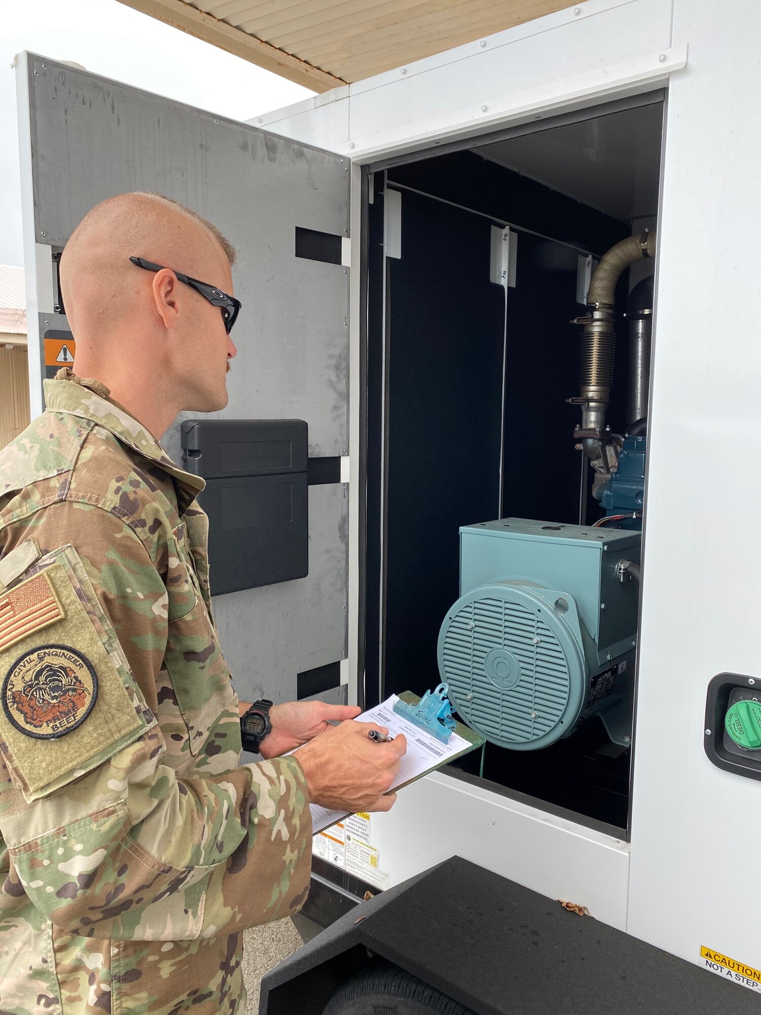 Senior Airman David Walker, 647th Civil Engineer Squadron pest management journeyman, performs maintenance on the thermal bed bug treatment equipment on Joint Base Pearl Harbor-Hickam, Hawaii, May 18, 2020. The equipment is inspected monthly to ensure it is up to standard and working correctly. (Courtesy photo)