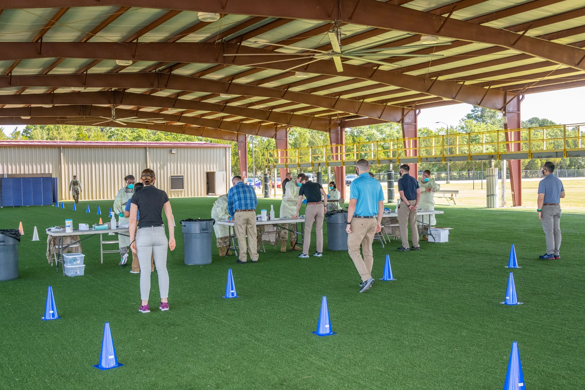 Officer Training School conducts COVID-19 testing May 19, 2020, during in-processing of class 20-06. (U.S. Air Force photo by Trey Ward)