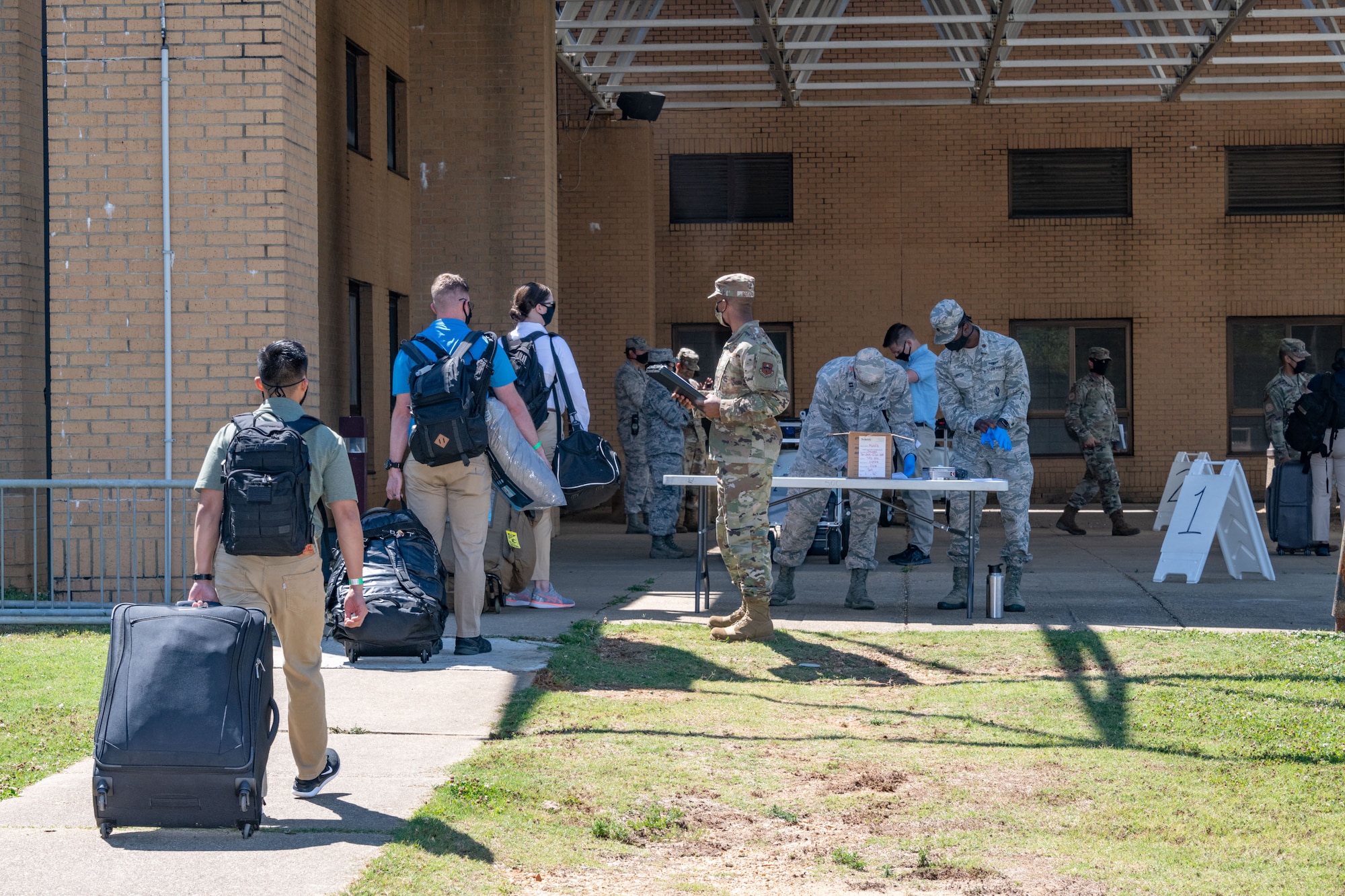 Officer Training School conducts COVID-19 testing May 19, 2020, during in-processing of class 20-06. (U.S. Air Force photo by Trey Ward)