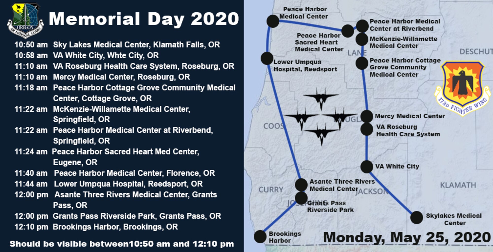 memorial day flyover route