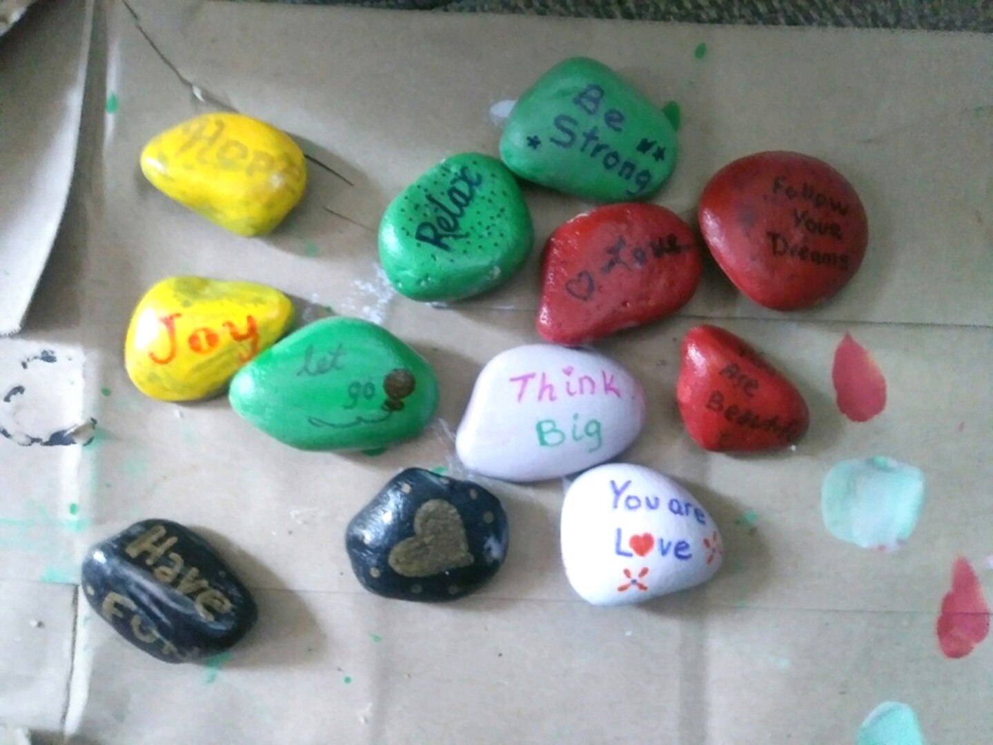 Sports and Fitness Facility Manager Martha Kerns prepares her rocks to share during the KIndness Rock Scavenger Hunt.Participants are encouraged to decorate rocks they can leave along popular trails to inspire those who find them.