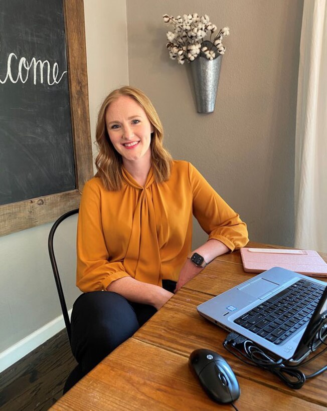 Bailey Parker, 301st Fighter Wing civilian personnel officer, is teleworking from home. The wing's mission is to train and deploy combat ready Airmen. (Courtesy Photo)