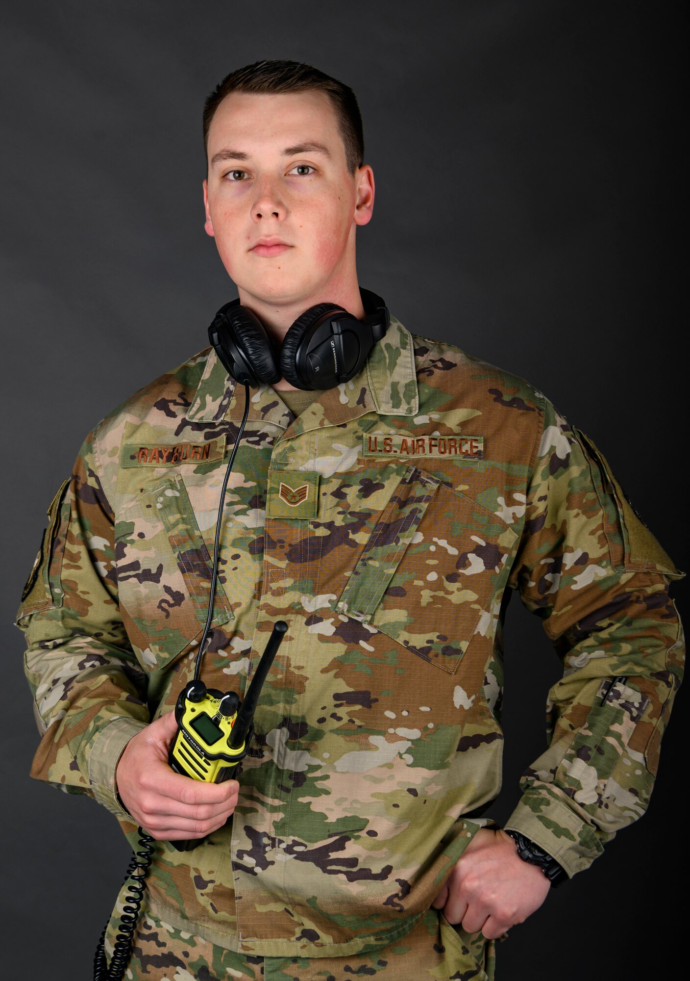 A portrait of staff Sgt. Alex Rayburn, a Radio Frequency (RF) Transmissions Specialist, assigned to the 167th Aeromedical Evacuation Squadron (AES). Rayburn is the Charlie West Spotlight for May 2020. (U.S. Air National Guard photo by Master Sgt. De-Juan Haley)