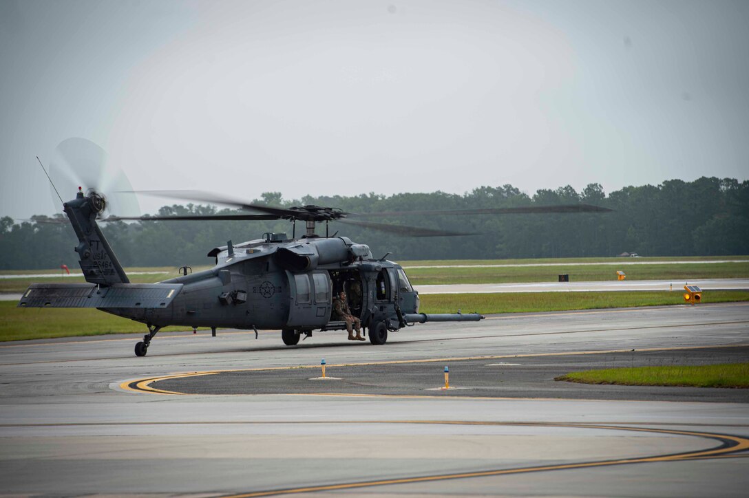 Photo of an HH-60G Pave Hawk preparing for flight.