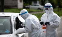 Members of the West Virginia National Guard’s Task Force Chemical, Biological, Radiological and Nuclear (CBRN) Response Enterprise (CRE) (TF-CRE) assist members of the Cabell Huntington Health Department to conduct COVID-19 public testing at the 16th Street Baptist Church in Huntington, West Virginia, May 22, 2020. The joint operation also involved members of Valley Health Systems, Mountain Health Network, Huntington Black Pastors Association, Cabell County EMS, Huntington Police Department, and Cabell County Emergency Management in a whole-of-government effort to provide free testing to the general public in order to combat the ongoing pandemic