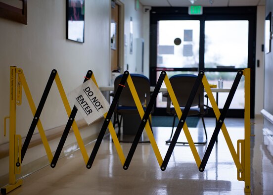 A section of the Medical Treatment Facility is sectioned off, May 19, 2020, at Mountain Home Air Force Base, Idaho. This section of the MTF is the isolation wing for Airmen that tested postive for COVID-19. (U.S. Air Force photo by Airman 1st Class Natalie Rubenak)