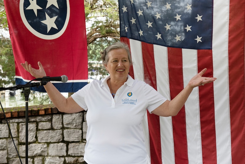 Natasha Deane, co-owner of Wildwood Resort & Marina, thanked her employees for their efforts to achieve “Clean Marina” status during a dedication May 21, 2020 at the resort locate at Cordell Hull Lake in Granville, Tennessee.  The event recognized the marina’s voluntary efforts to reduce water pollution and erosion in the Cumberland River watershed, and for promoting environmentally responsible marina and boating practices. The U.S. Army Corps of Engineers Nashville District required the owners to sign a pledge card committing to the ideals of controlling pollution and erosion.  Then the facility completed a clean marina checklist and developed an action plan to meet their goals. (USACE photo by Lee Roberts)