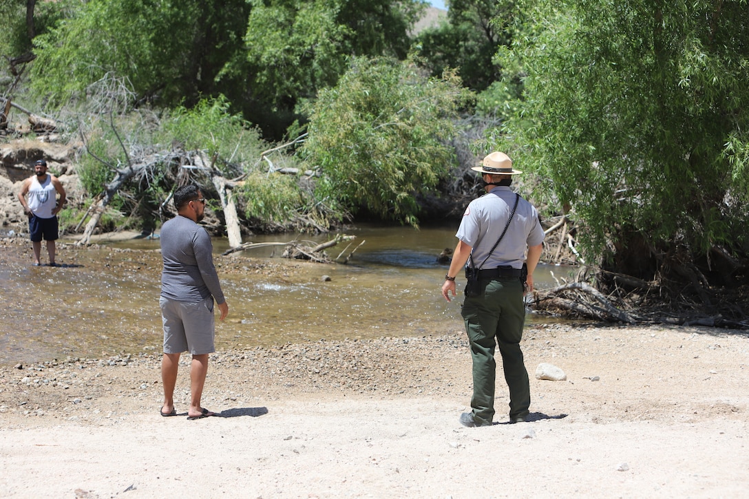 Nick Figueroa, a park ranger with the Corps Los Angeles District warns recreators that they are not allowed in the basin and that they are on federal property and is restricted to authorized motor vehicles and personnel.