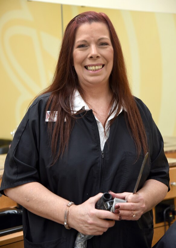 Lisa McMorris is the general manager for the three barber shops on base, including the Tinker Base Exchange, Bldg. 230's flightline shop and inside the Navy Shopette.