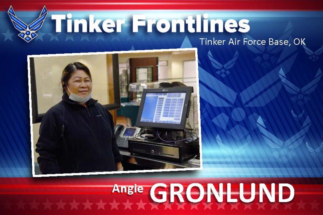 Angie Gronlund serves as a cashier at the Vanwey Dining Facility.