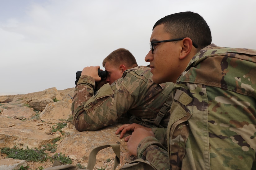 U.S. Army Soldiers with the 1st Squadron, 303rd Cavalry Regiment, Washington Army National Guard, conduct reconnaissance training while mobilized in support of the Jordan Operational Engagement Program (JOEP). The U.S. Army is in Jordan to partner closely with the Jordan Armed Forces in meeting common security challenges. Jordan is one of the United States' closest allies in the region.