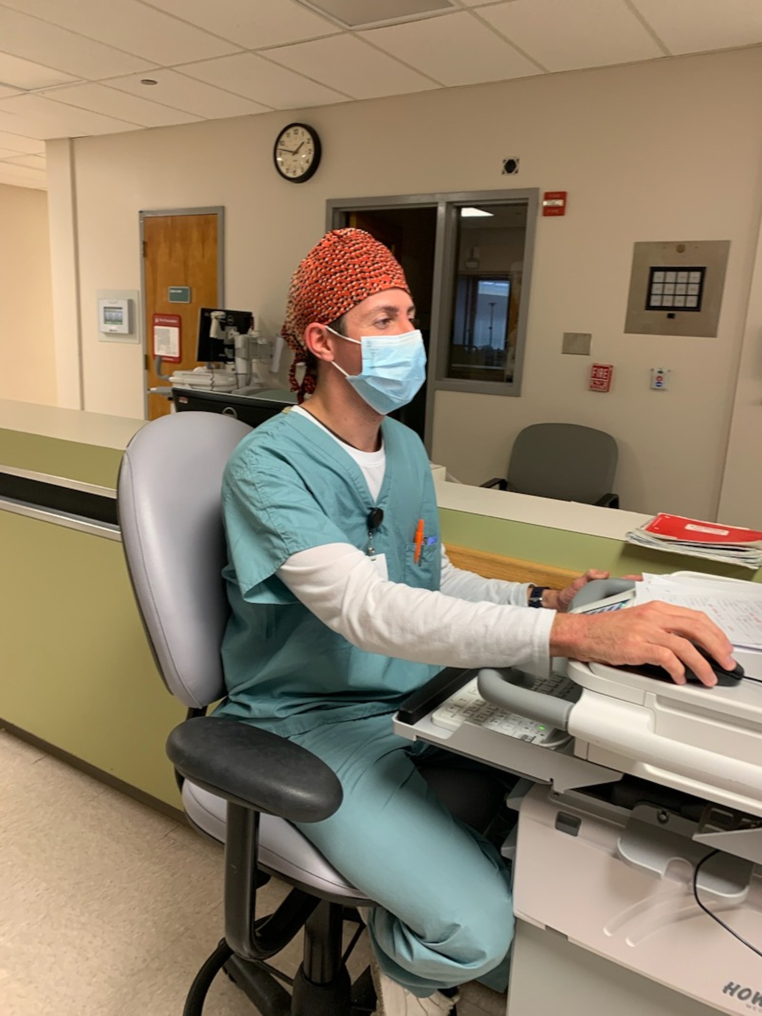 Fuel Cell specialist in the 403rd Maintenance Squadron, Staff Sgt. Timothy Dalton works in his civilian job as a nurse extern at Terrebonne General Medical Center, Louisiana during the COVID-19 crisis. (courtesy photo)