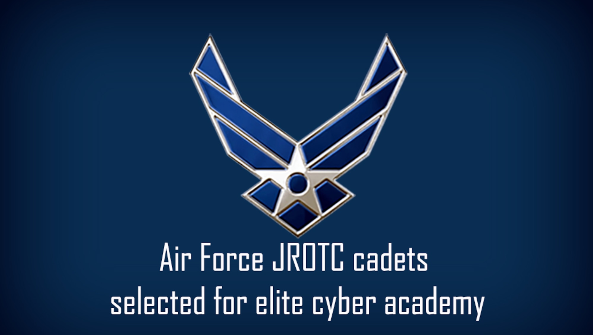 Blue graphic with Air Force logo