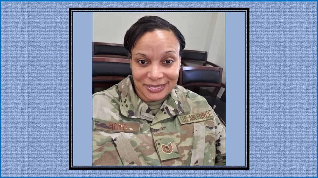 Master. Sgt. Michele Boyd 340th FTG Military and Travel Pay section chief (U.S. Air Force graphic).