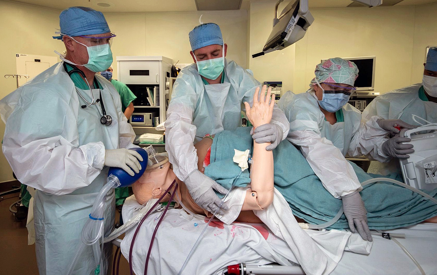 Doctors prepare patient