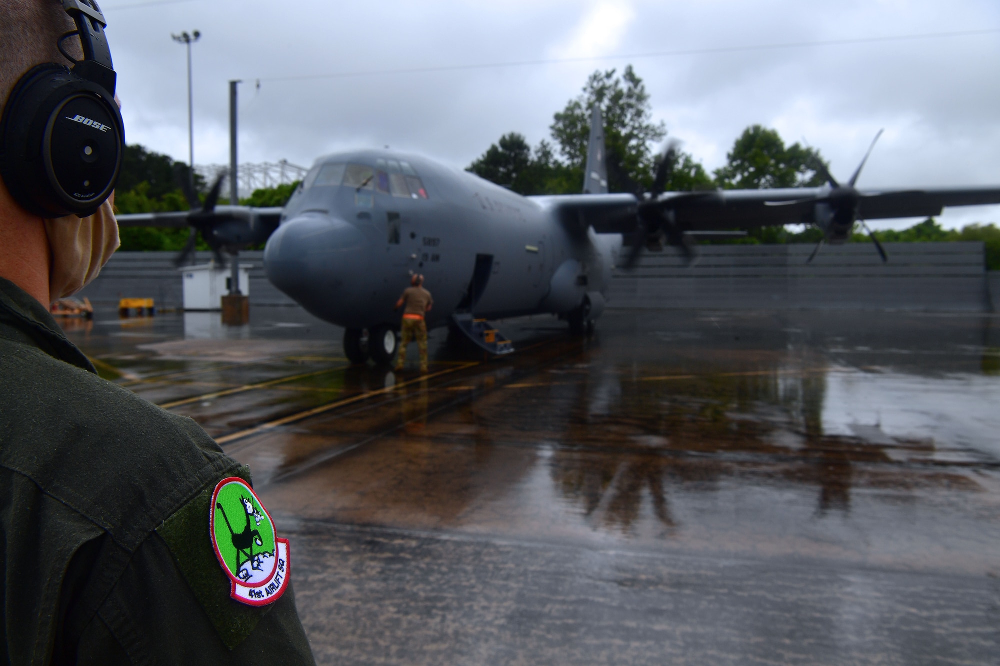 A new C-130J aircraft is delivered to Little Rock Air Force Base